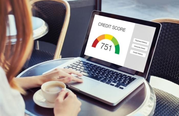 Woman monitors her credit score online